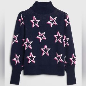GAP Navy and Pink Star Turtleneck Sweater